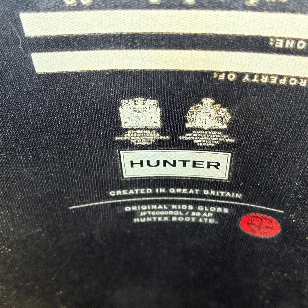 Hunter Unisex Rubber Rain Boots Waterproof Black Glossy US Size 2 Boy/3 Girl